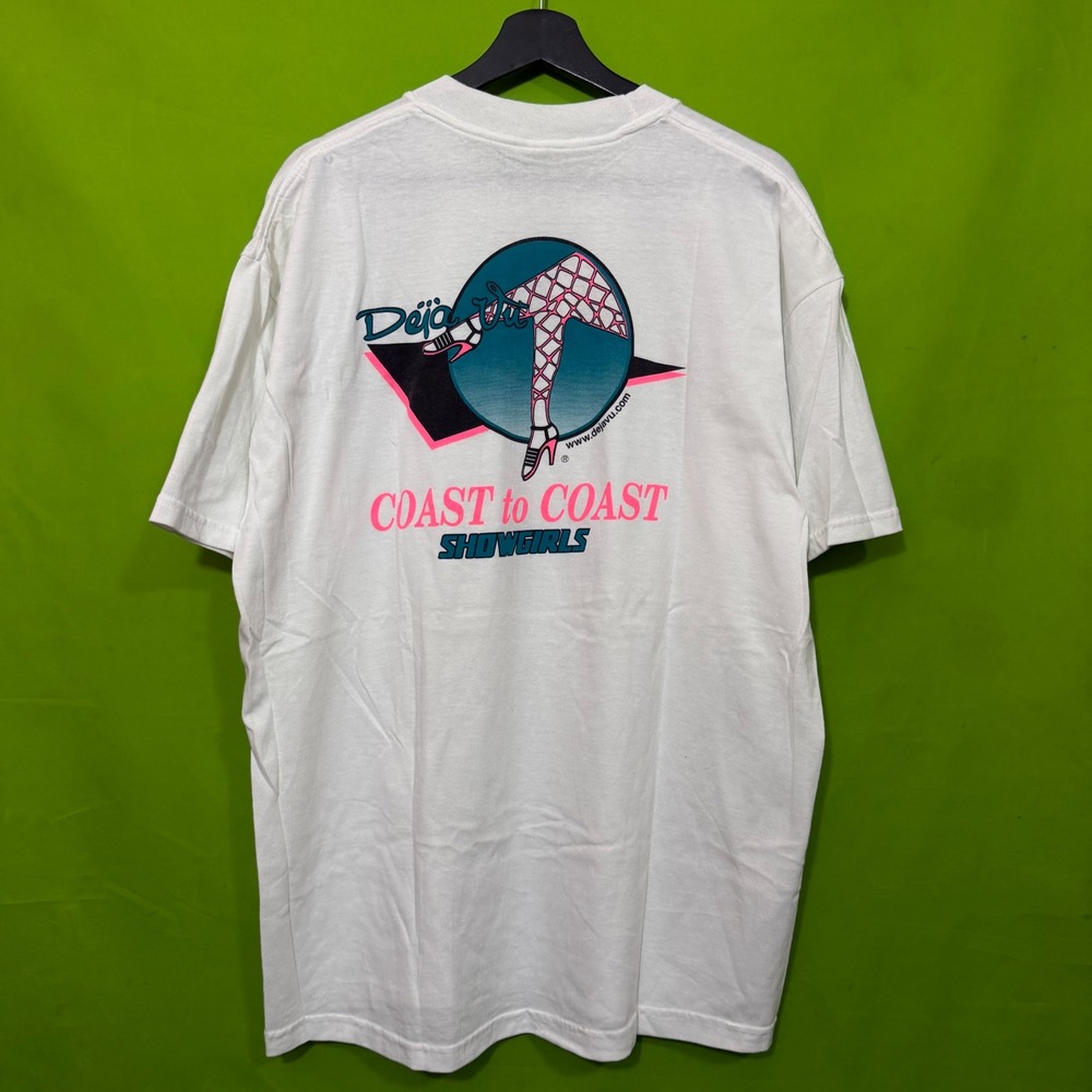 Vintage Deja Vu Coast to Coast Showgirls T-Shirt Jerzees XL White Retro Graphic